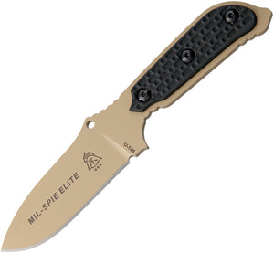 TOPS Mil-Spie 3 Elite Fixed Hunter Pt Coyote Tan Blade Black Knife MIL3ELITEBLM