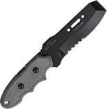 TOPS 8" Mini Pry Bar Fixed Serrated Spring Steel Blade Black Handle Knife MPK01
