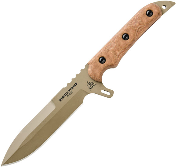 TOPS Missile Strike Fixed Coyote Brown Blade Glass Breaker Handle Knife MS01
