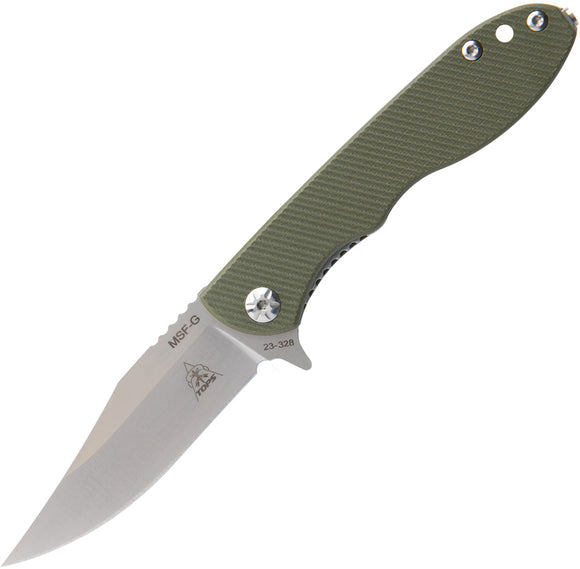 TOPS MSF-G Linerlock OD Green G10 Folding Elmax Clip Point Pocket Knife MSFG01
