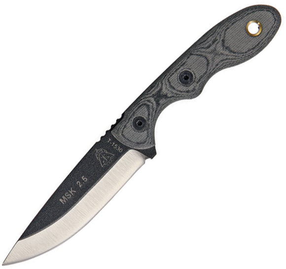 TOPS Knives Mini Scandi Fixed Carbon Steel Blade Black Linen Handle Knife MSKBLM
