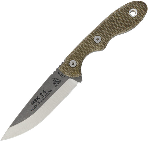 TOPS Knives Mini Scandi Rockies Fixed Carbon Steel Blade Tan Handle Knife MSKTBF