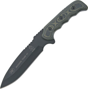 TOPS Knives 11.75" Mission Team 21 Fixed Blade Green & Black Handle Knife MT21