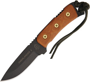 TOPS Knives 8.25" Overlander 2 Fixed Hunter Pt Black Blade Tan Handle Knife OV78