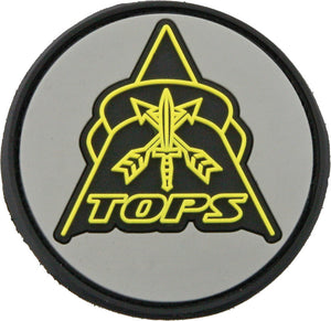 TOPS Knives Logo Gray & Black & Yellow PVC Rubber Velcro Back 2" Patch PATCH01