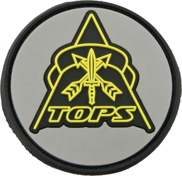TOPS Knives Logo Gray & Black & Yellow PVC Rubber Velcro Back 2