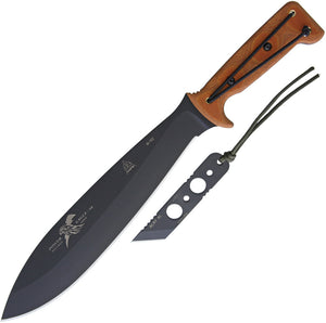 TOPS Knives 18" Power Eagle Fixed Black Blade Brow Handle Knife + ALRT-XL PE12