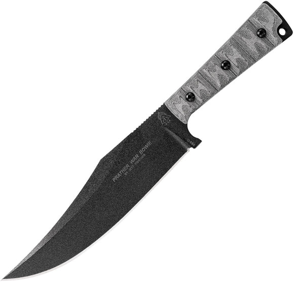 TOPS Prather War Bowie Fixed Black Blade Gray Rocky Mountain Handle Knife PWB01