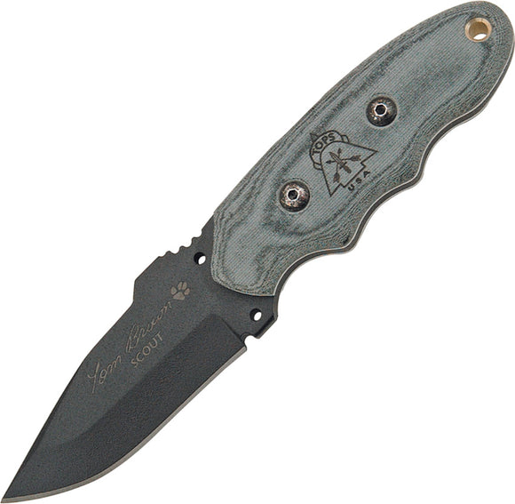 TOPS Knives Tom Brown Scout Fixed Carbon Steel Blade Black Handle Knife S010