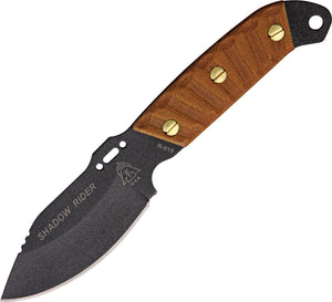 TOPS Knives Shadow Rider Fixed BLK Blade Mountain Tread Tan Handle Knife SDRD01