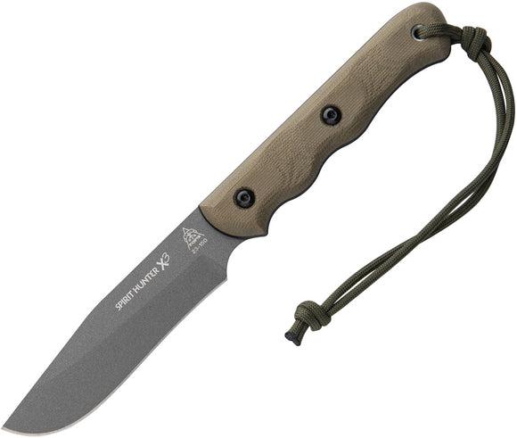 TOPS Spirit Hunter X3 Green Micarta 1095 Fixed Blade Knife w/ Sheath SHR03