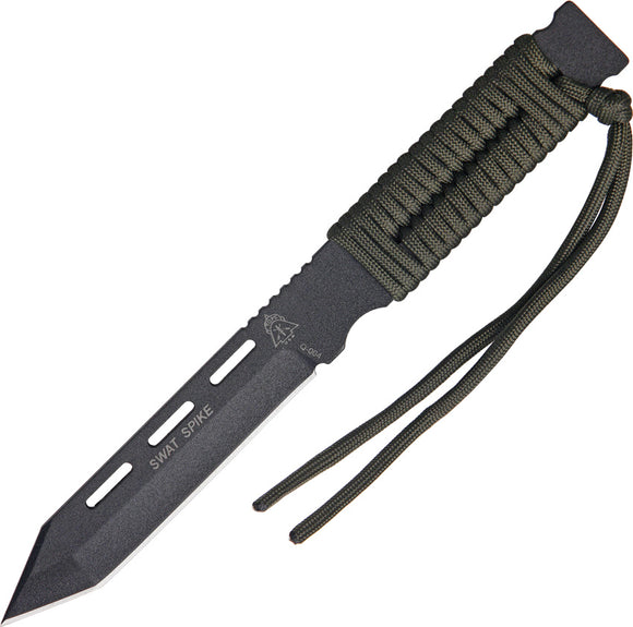TOPS Knives SWAT Spike Fixed Tanto Pt Blade One Piece Black Handle Knife SSPBT08