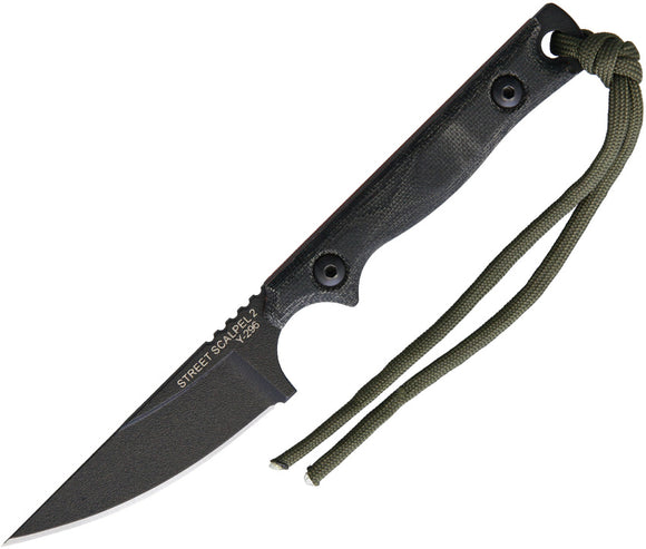 TOPS Street Scalpel 2 Black Fixed Blade Knife w/ Paracord Lanyard SSS02