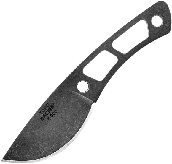 TOPS Knives Black Cutout Handle Fixed Blade One Piece Backup Knife TBKP01