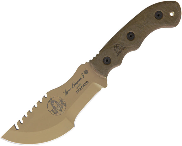 TOPS Tom Brown Tracker T-2 Fixed Coyote Tan Blade Green Handle Knife TBT02TAN