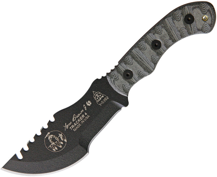 TOPS Mini Tom Brown Tracker Rocky Mtn 1095HC Steel Fixed Blade Knife T ...