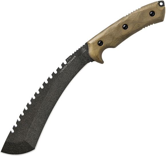 TOPS Knives Tundra Trekker Machete 1095 Tan Sawback Fixed Knife w/ Sheath TDTK01