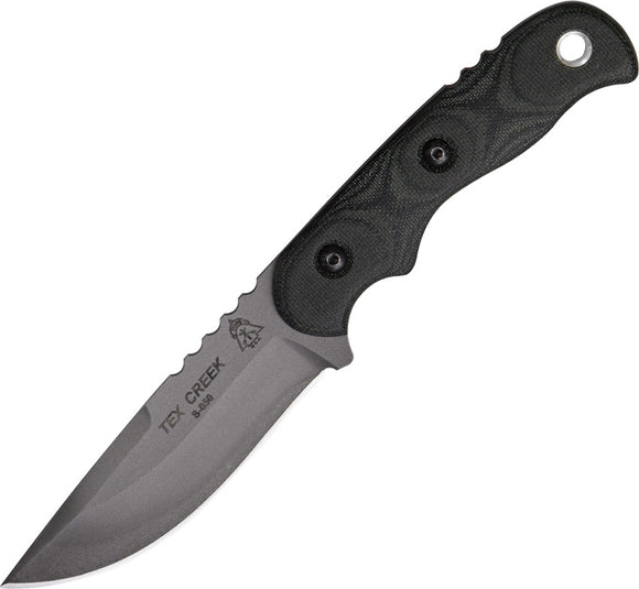 TOPS Knives Tex Creek Hunter Fixed Carbon Steel Blade Black Hanlde Knife TEX4