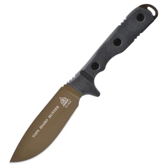 TOPS Idaho Hunter Midnight Bronze Black Micarta 1095 Fixed Blade Knife OPEN BOX