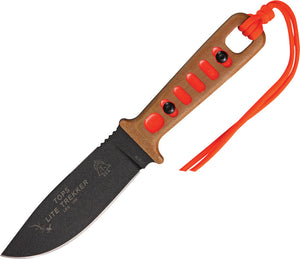 TOPS Lite Trekker Survival Hunter Tan Micarta 1095 Fixed Blade Knife TLT01HO