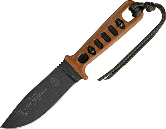 TOPS Lite Trekker Survival Operator Fixed Black Blade Tan Handle Knife TLT01OB