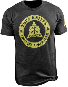 TOPS Knives Black/Yellow One Life One Knife Medium Short Sleeve T-Shirt TS1LBLKM