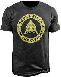 TOPS Knives Black/Yellow One Life One Knife XL Short Sleeve T-Shirt TS1BLKXL