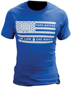 TOPS American Flag One Life One Knife Blue XL Short Sleeve T-Shirt TSFLAGBLUXL