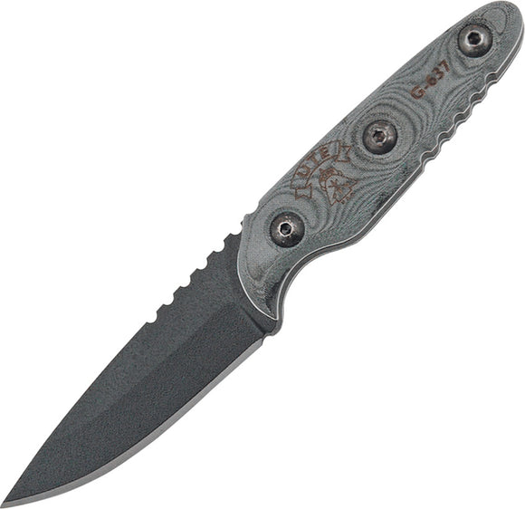 TOPS Knives UTE-Utility Tool Edged Fixed Blade Black Micarta Handle Knife UTE02