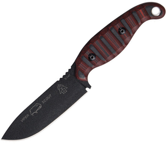 TOPS Viper Scout Fixed Carbon Steel Blade Red & Black G-10 Handle Knife VPSR2