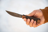 TOPS Woodcraft Midnight Bronze Black & Tan Micarta 1095 Fixed Blade Knife WC01