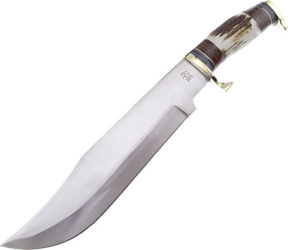 Frost Cutlery Trophy Stag Bone Wood Handle Stainless Fixed Bowie Knife