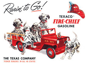 Texaco Rarin To Go Fire Chief The Texas Company Metal Tin Sign 0594