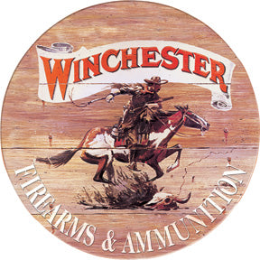 Winchester Express Firearms & Ammunition Round Circle Man Cave Cowboy Metal Tin Sign 0975