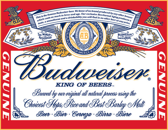 Budweiser Beer King of Beers Label Man Cave Metal Tin Sign 0979