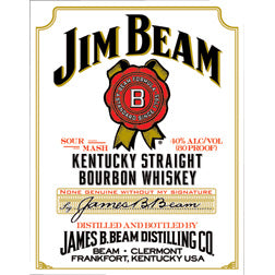 Jim Beam Kentucky Straight Bourbon Whiskey White Label Man Cave Metal Tin Sign 1061