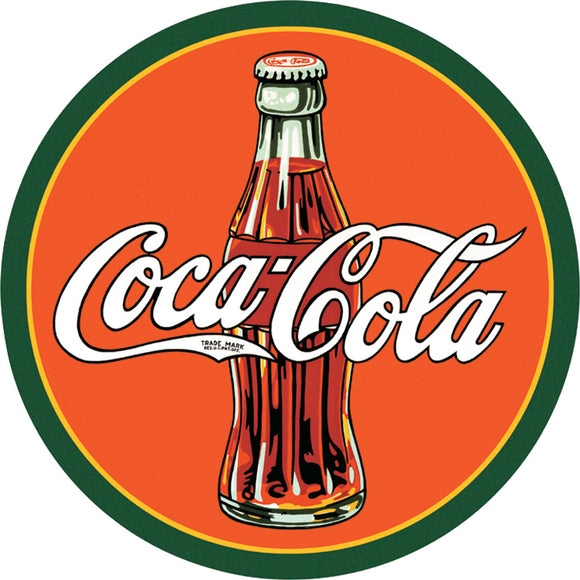Coca-Cola Round Circle 30s Coke Bottle & Logo Metal Tin Sign 1069