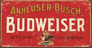 New Budweiser Beer Anheuser Busch Red Weathered Man Cave Vintage Metal Tin Sign 1283