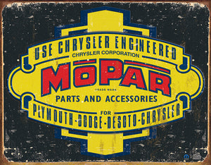 Mopar Chrysler Engineered 37-47 Car Man Cave Metal Tin Sign 1314