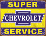 New Super Chevrolet Service Brand Chevy Car Yellow & Blue Man Cave Metal Tin Sign 1355