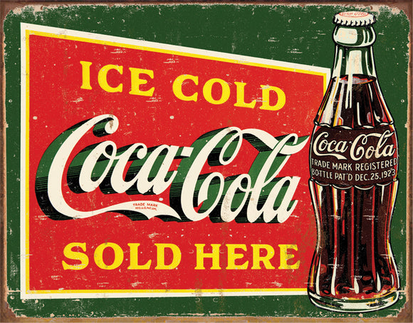 New Coca-Cola Ice Cold Coke Sold Here Advertisement Red & Green Man Cave Metal Tin Sign 1393