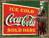 New Coca-Cola Ice Cold Coke Sold Here Advertisement Red & Green Man Cave Metal Tin Sign 1393