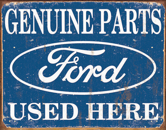 Ford Genuine Parts Used Here Motor Car Company Blue Man Cave Metal Tin Sign 1422