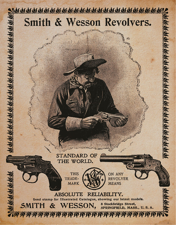 Smith & Wesson Revolvers & Guns Standard of the World Man Cave Vintage Metal Tin Sign 1464