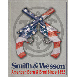 Smith & Wesson Gun American Born & Bred Since 1852 Man Cave Metal Tin Sign 1465