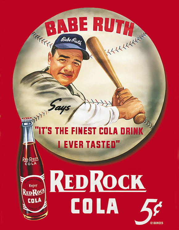 Babe Ruth Red Rock Cola Red/White/Brown Nostalgic Wall Décor Tin Sign 149