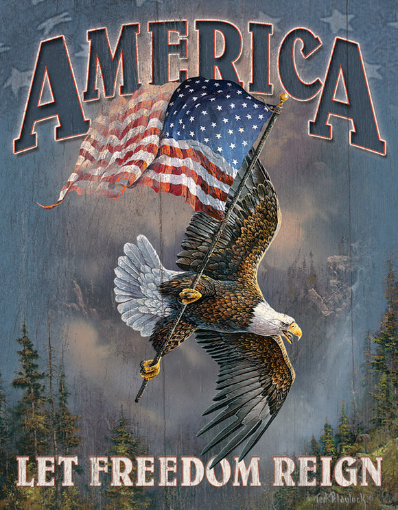 New Let Freedom Reign America Memorabilia Collectible Man Cave Metal Tin Sign 1668
