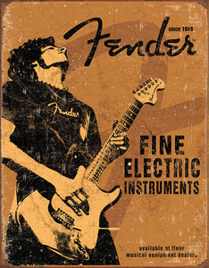 Fender Rock On Sine 1946 Fine Electric Instruments Collectible Metal Tin Sign 1765