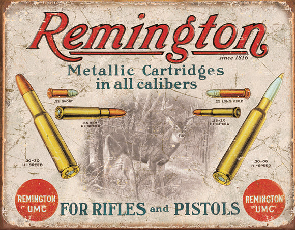 Remington For Rifles & Pistols Man Cave Collectible Metal Tin Sign 1788