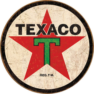 Texaco Round Circle Texas Gas Company Man Cave Metal Tin Sign 1798